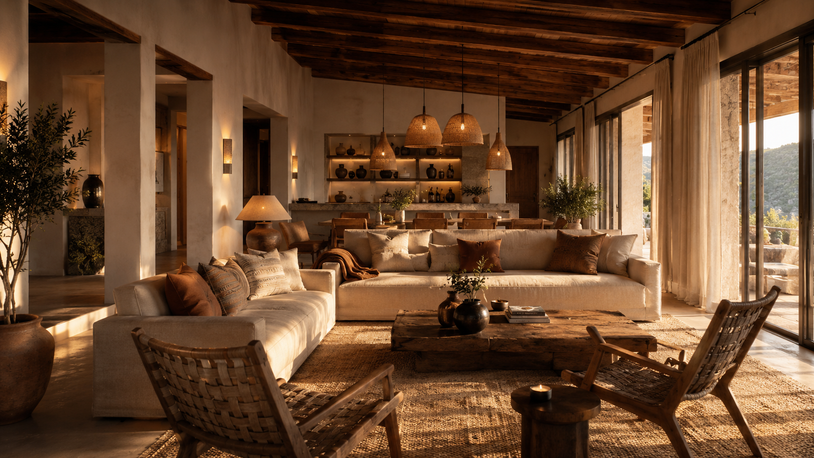 Rincon de lounge boutique con ambientacion calida.