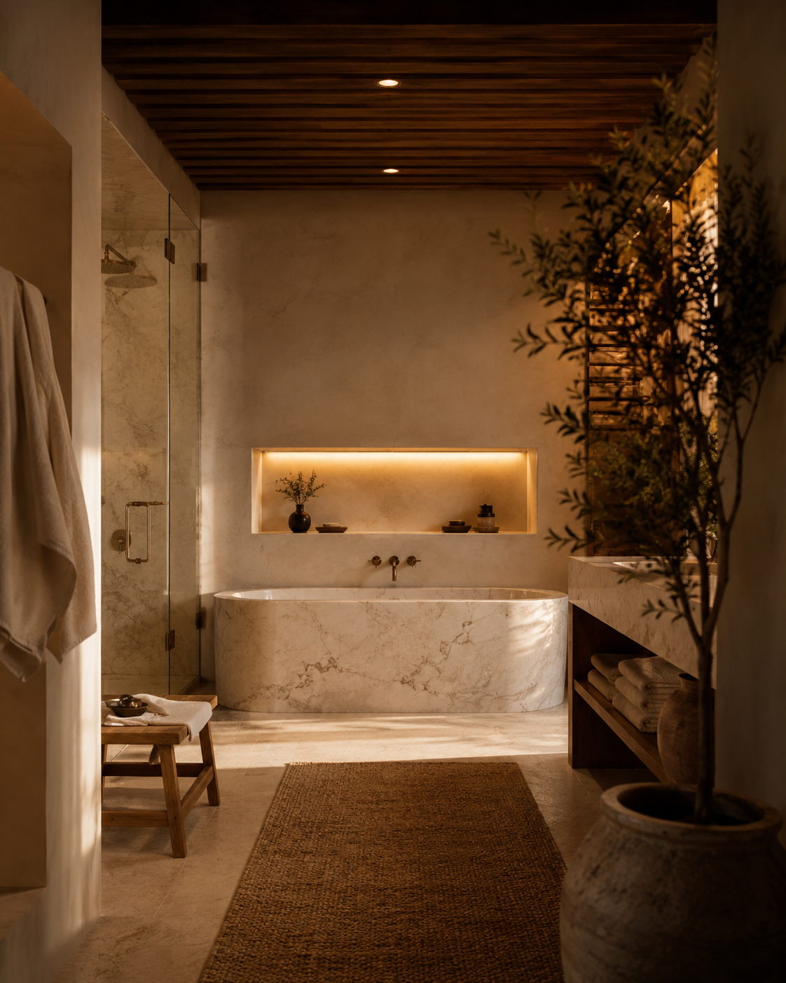 Detalle de bano premium en suite boutique.