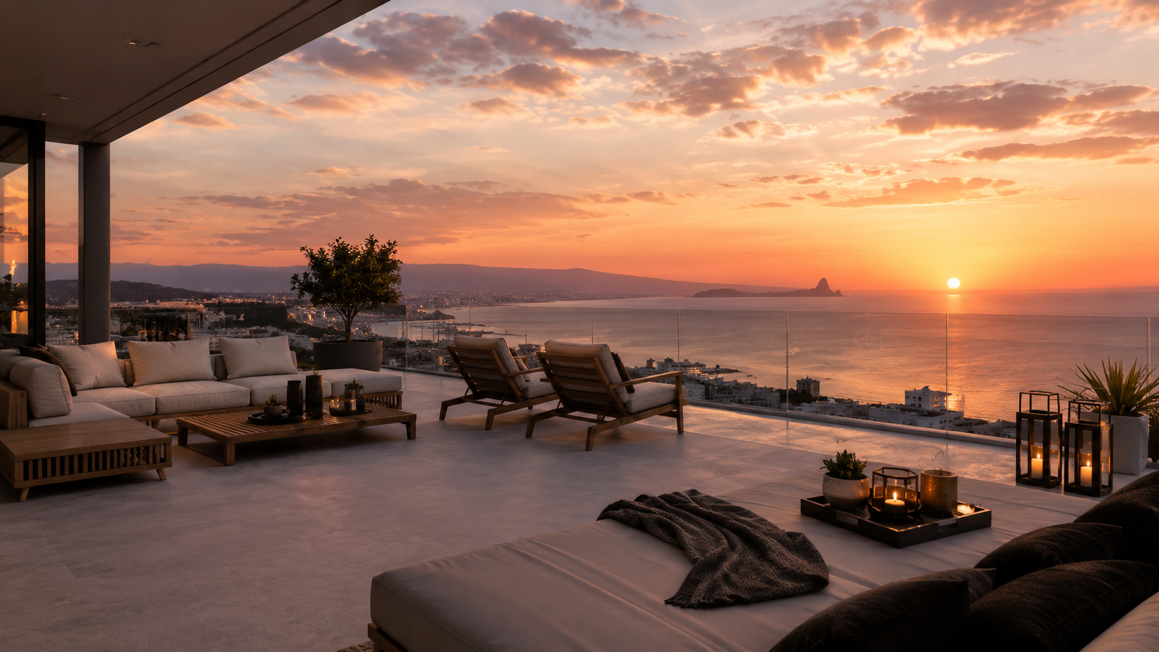 Penthouse con terraza y vista al mar en Varese